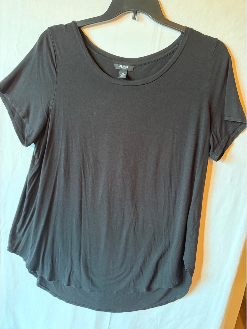 Alfani Woman Black Rayon Spandex Short Sleeve T-Shirt 2X